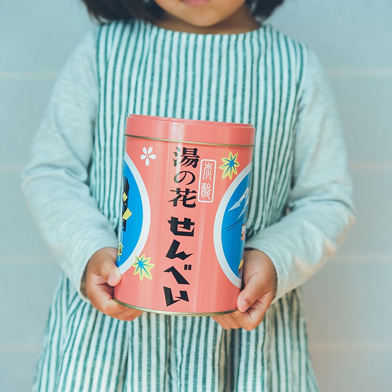 湯の花せんべい丸缶 (24枚入)