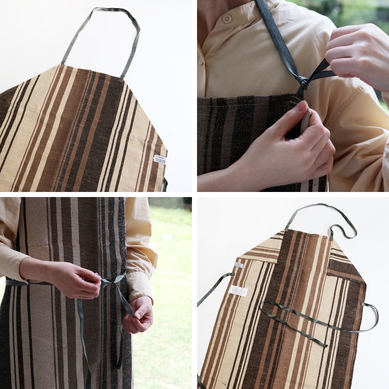 【取扱い終了/セール】PUEBCO プエブコ｜COTTON JUTE STRIPE APRON