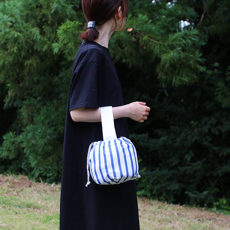 PUEBCO プエブコ｜SHIRT FABRIC DRAWSTRING BAG シャツ ファブリック ドローストリング バッグ