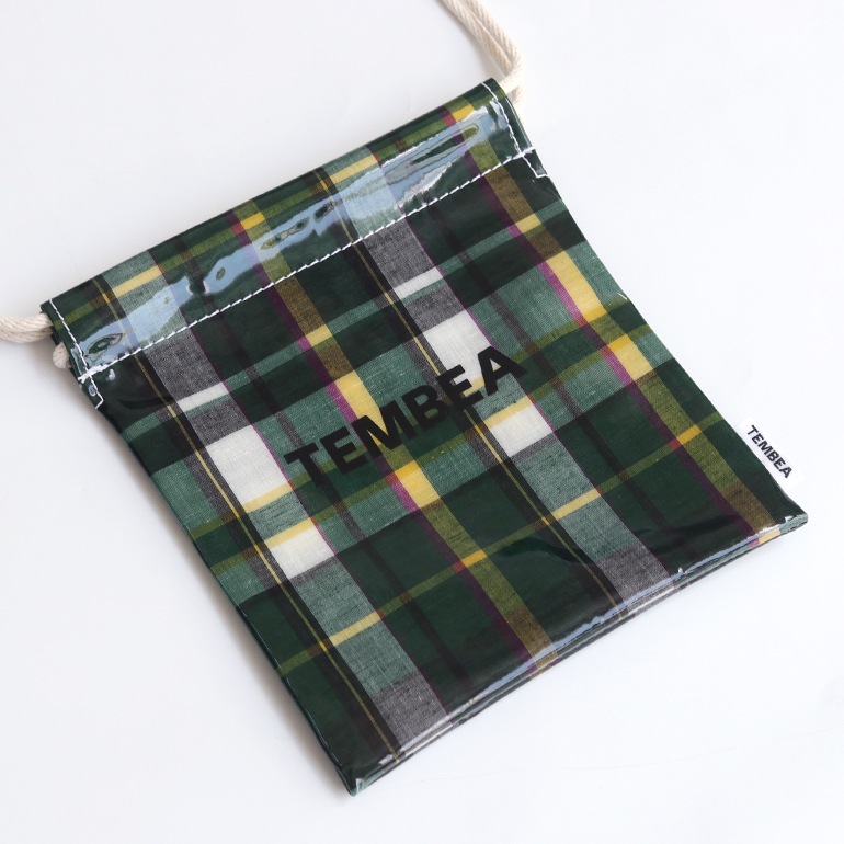 TEMBEA テンベア｜巾着 POCHETTE (PVC)　CHECK GREEN