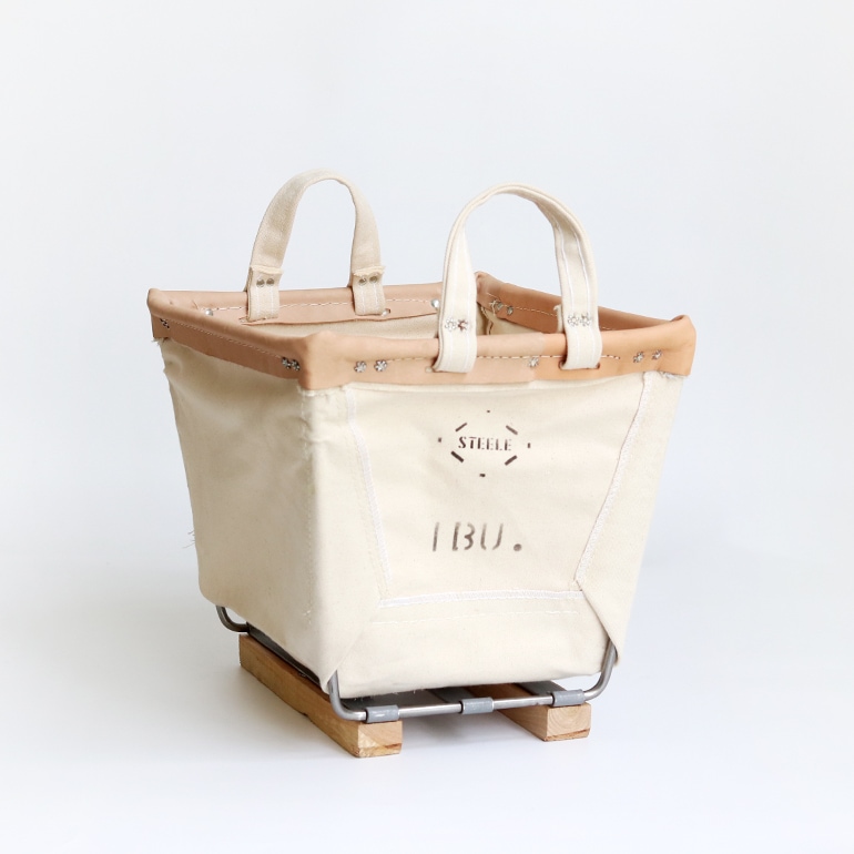 STEELE CANVAS BASKET スチールキャンバスバスケット｜SQUARE BASKET #20 1bu (white × tan leather rim)