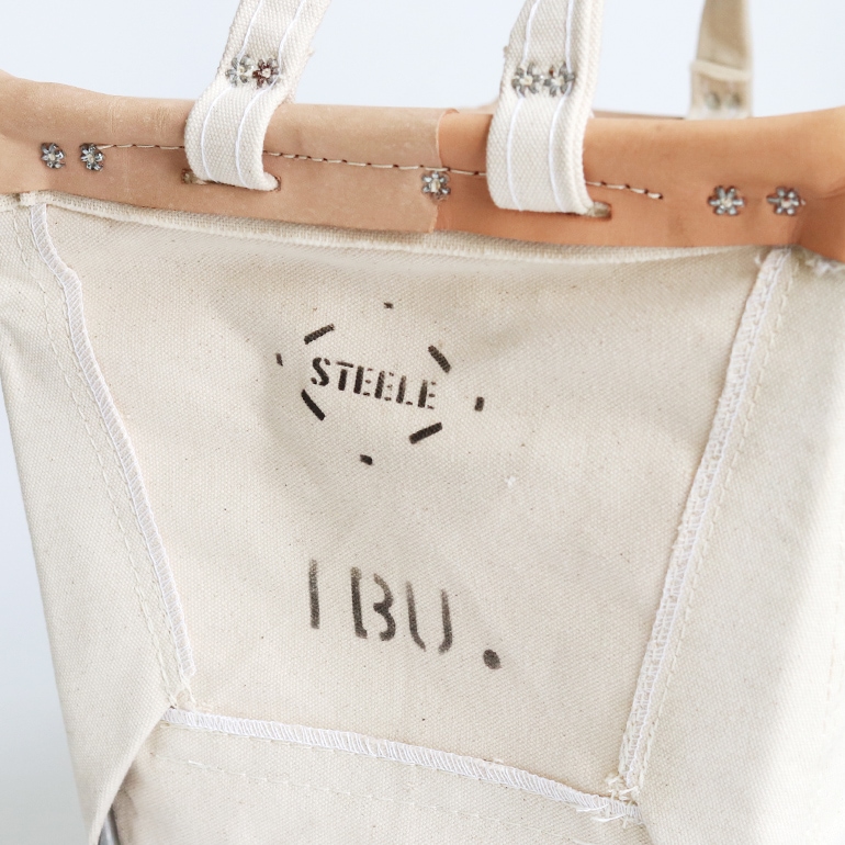 STEELE CANVAS BASKET スチールキャンバスバスケット｜SQUARE BASKET #20 1bu (white × tan leather rim)