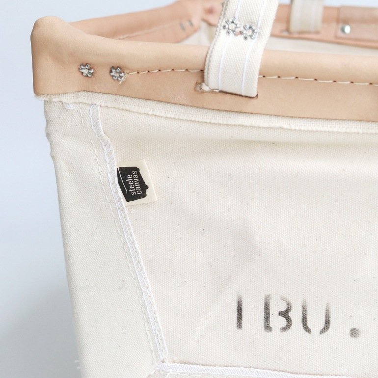 STEELE CANVAS BASKET スチールキャンバスバスケット｜SQUARE BASKET #20 1bu (white × tan leather rim)