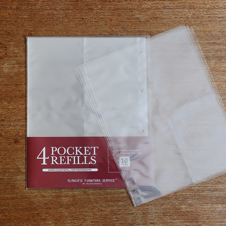 PACIFIC FURNITURE SERVICE パシフィックファニチャーサービス｜P.F.S. 4 POCKET REFILLS クリアポケットリフィル （10枚入り）