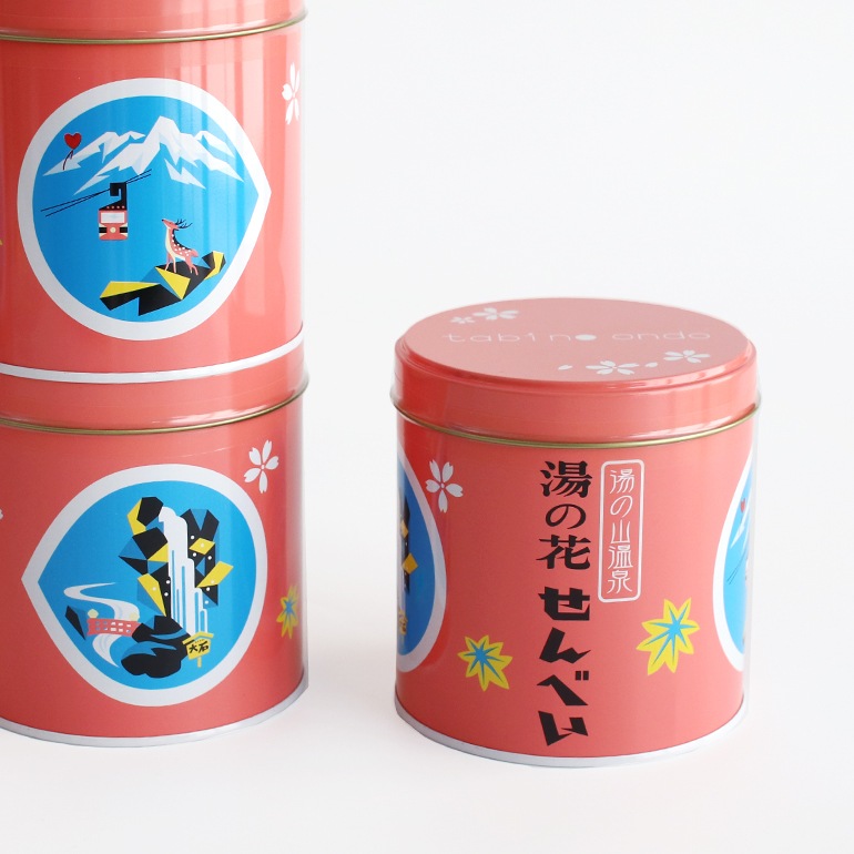 湯の花せんべいmini缶 tabino ondo (18枚入)