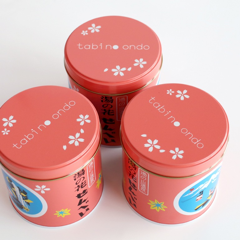 湯の花せんべいmini缶 tabino ondo (18枚入)