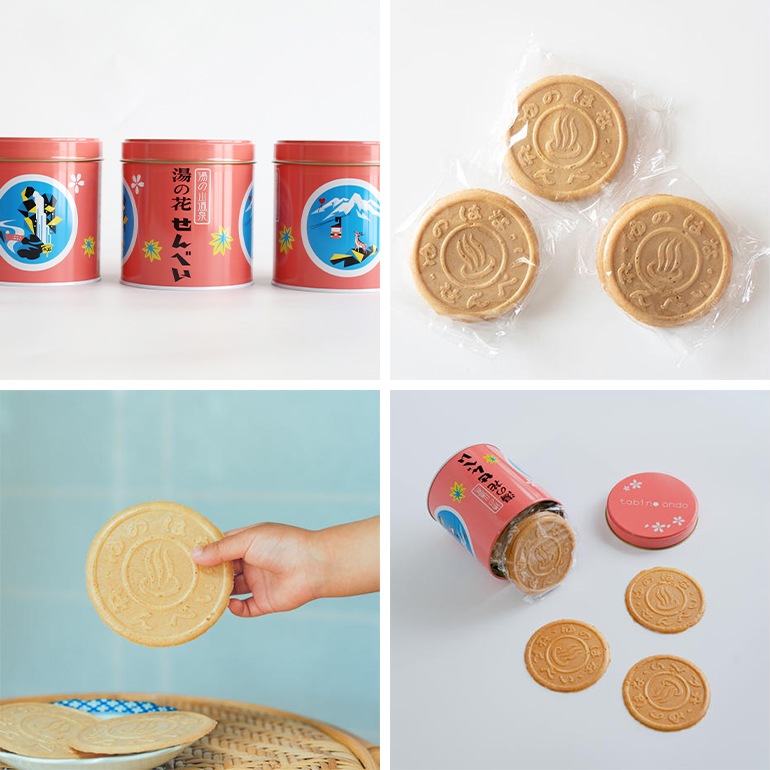 湯の花せんべいmini缶 tabino ondo (18枚入)