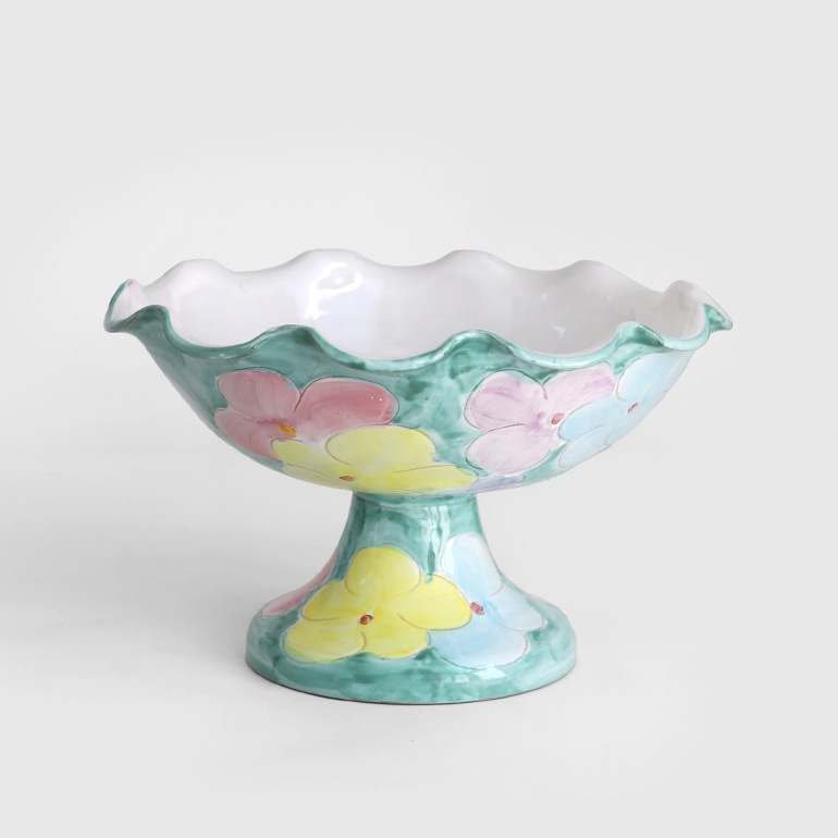 VINTAGE｜イタリア製 ハンドペイント 花柄 コンポート鉢