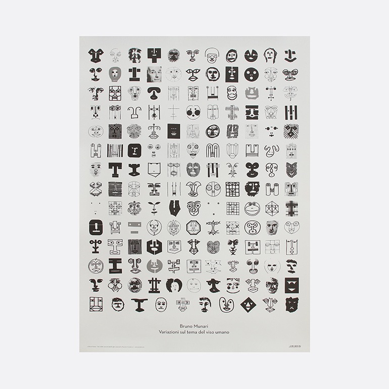 Bruno Munari ブルーノ・ムナーリ｜ポスター 人間の顔をテーマとした変奏曲 Variazioni sul tema del viso umano