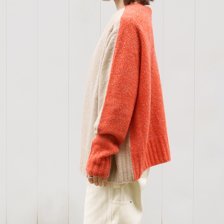 maillot マイヨ｜“mature” Wool Bicolor Crew Wide Sweater【全3色】