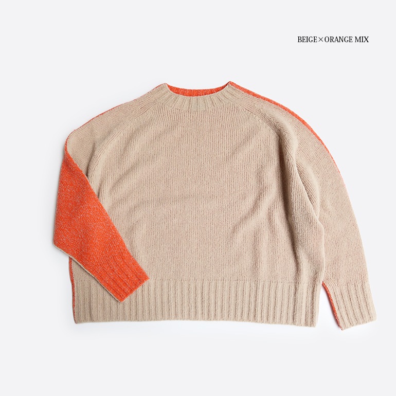 maillot マイヨ｜“mature” Wool Bicolor Crew Wide Sweater【全3色】