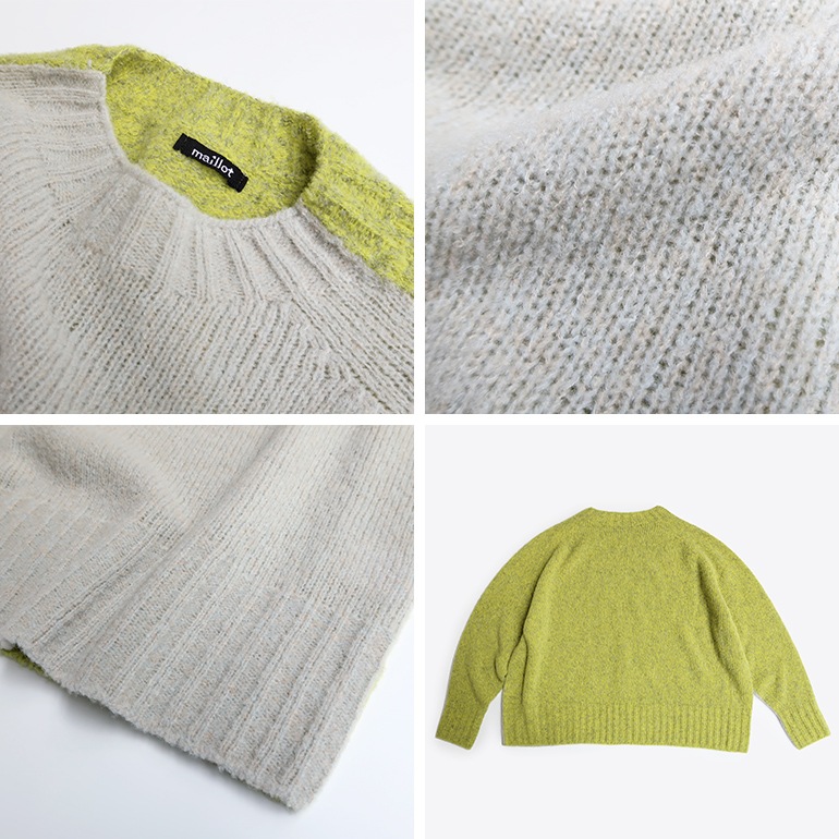 maillot マイヨ｜“mature” Wool Bicolor Crew Wide Sweater【全3色】