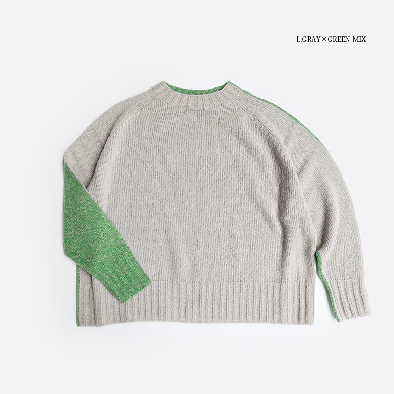maillot マイヨ｜“mature” Wool Bicolor Crew Wide Sweater【全3色】