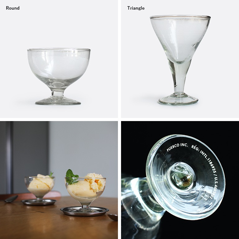 PUEBCO プエブコ｜BLOW GLASS DESSERT CUP Round/Triangle ブロー ガラス デザート カップ