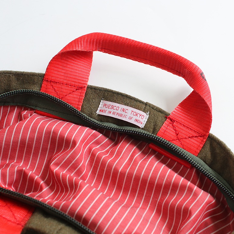 PUEBCO プエブコ｜VINTAGE WOOL GARMENTS ZIP TOTE / Red Lining