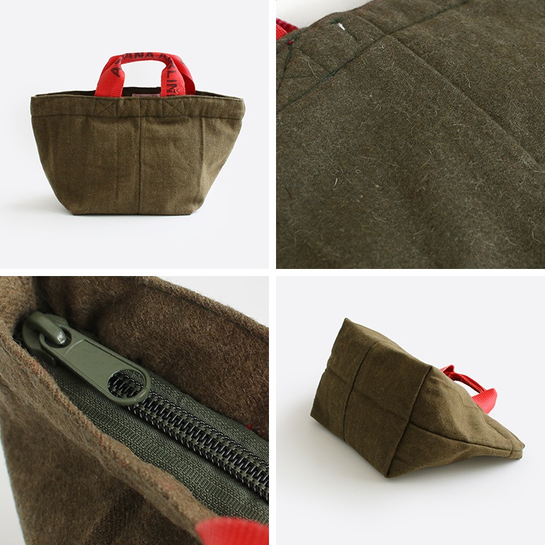 PUEBCO プエブコ｜VINTAGE WOOL GARMENTS ZIP TOTE / Red Lining