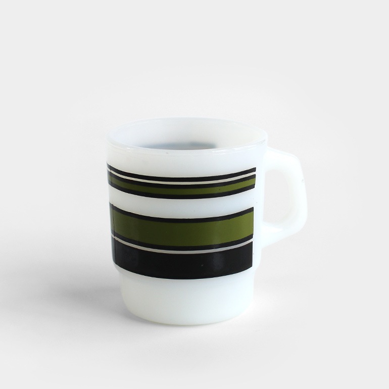 VINTAGE｜Fire-King スタッキングマグ スーパーストライプ【Green】
