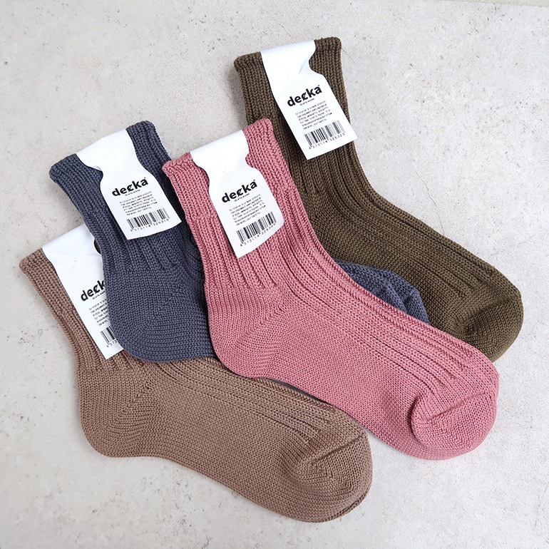 decka quality socks デカクォリティソックス｜Low Gauge Rib Socks Short Length(2nd Collection) フラミンゴ