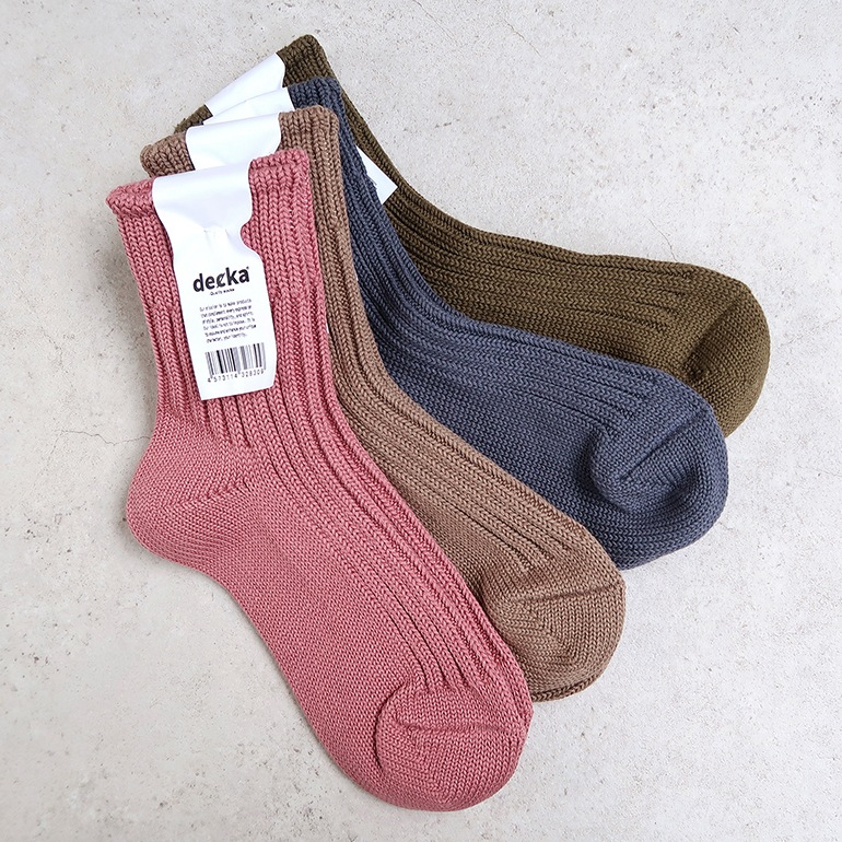decka quality socks デカクォリティソックス｜Low Gauge Rib Socks Short Length(2nd Collection) フラミンゴ
