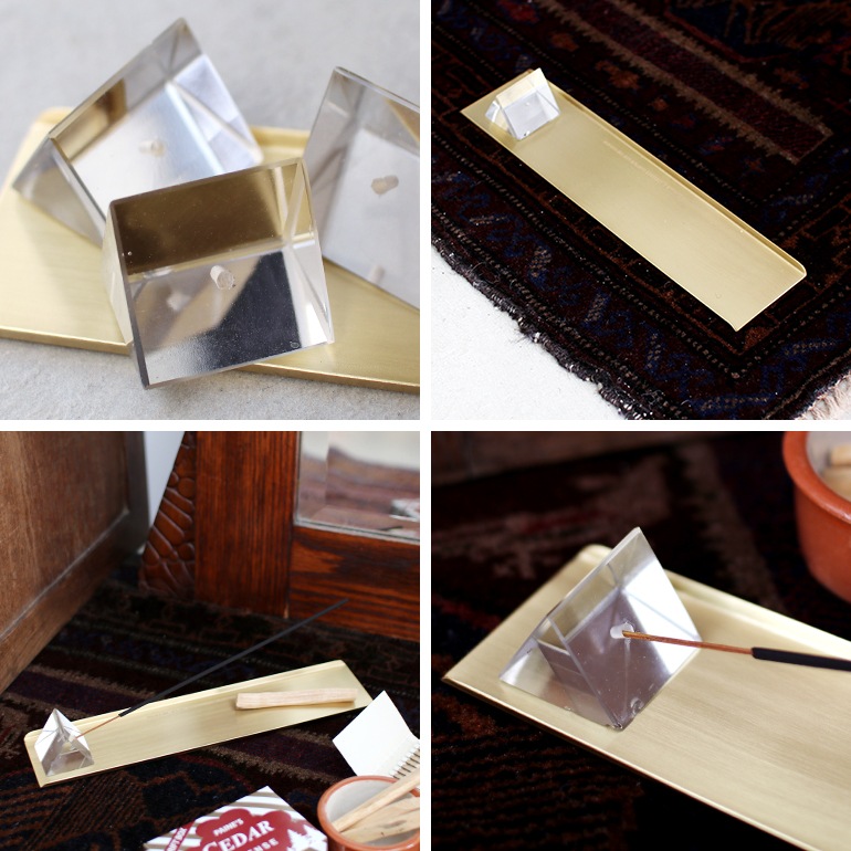 PUEBCO プエブコ｜PRISM INCENSE HOLDER WITH BRASS TRAY(お香立て&トレイ)