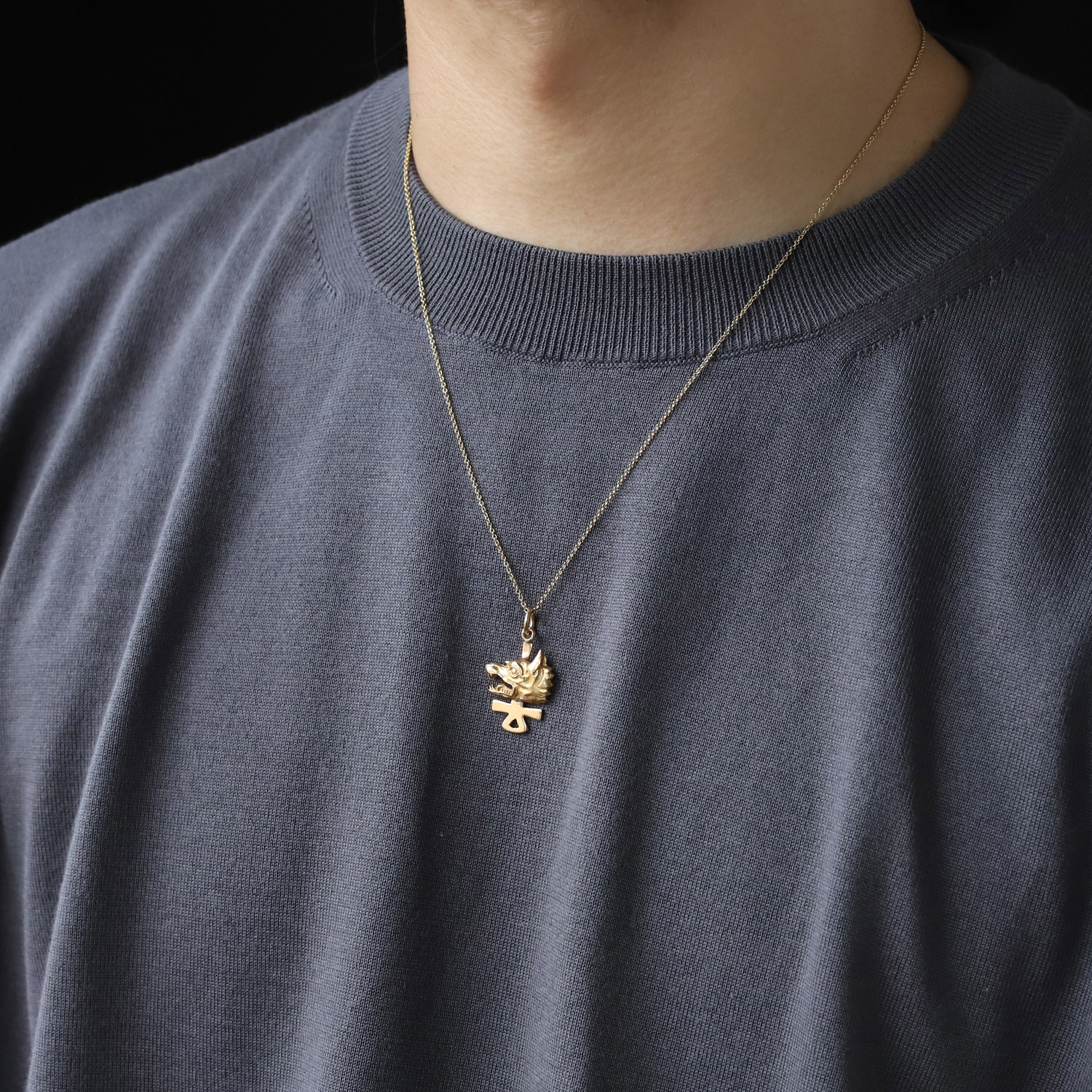 【VINTAGE】TIFFANY&Co. Yale University Wolf’s Head Secret Society Charm Necklace