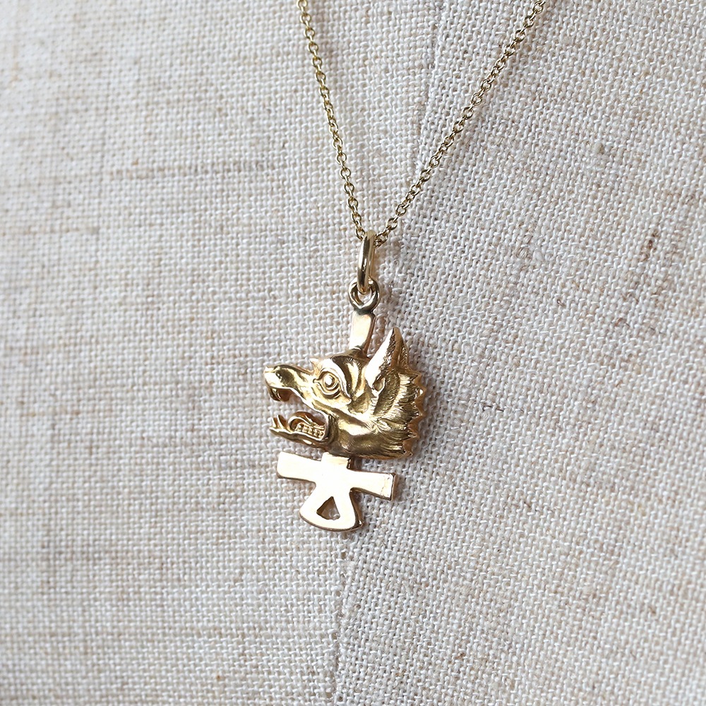 【VINTAGE】TIFFANY&Co. Yale University Wolf’s Head Secret Society Charm Necklace