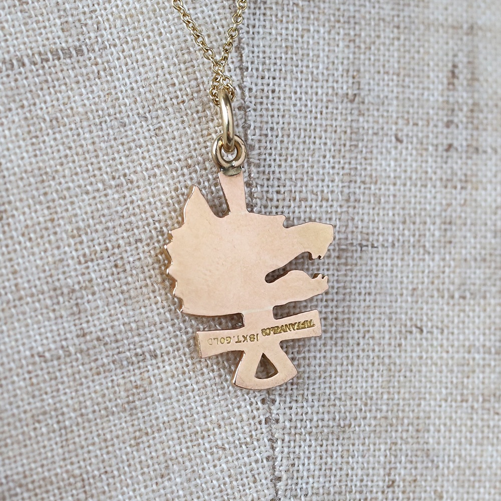 【VINTAGE】TIFFANY&Co. Yale University Wolf’s Head Secret Society Charm Necklace