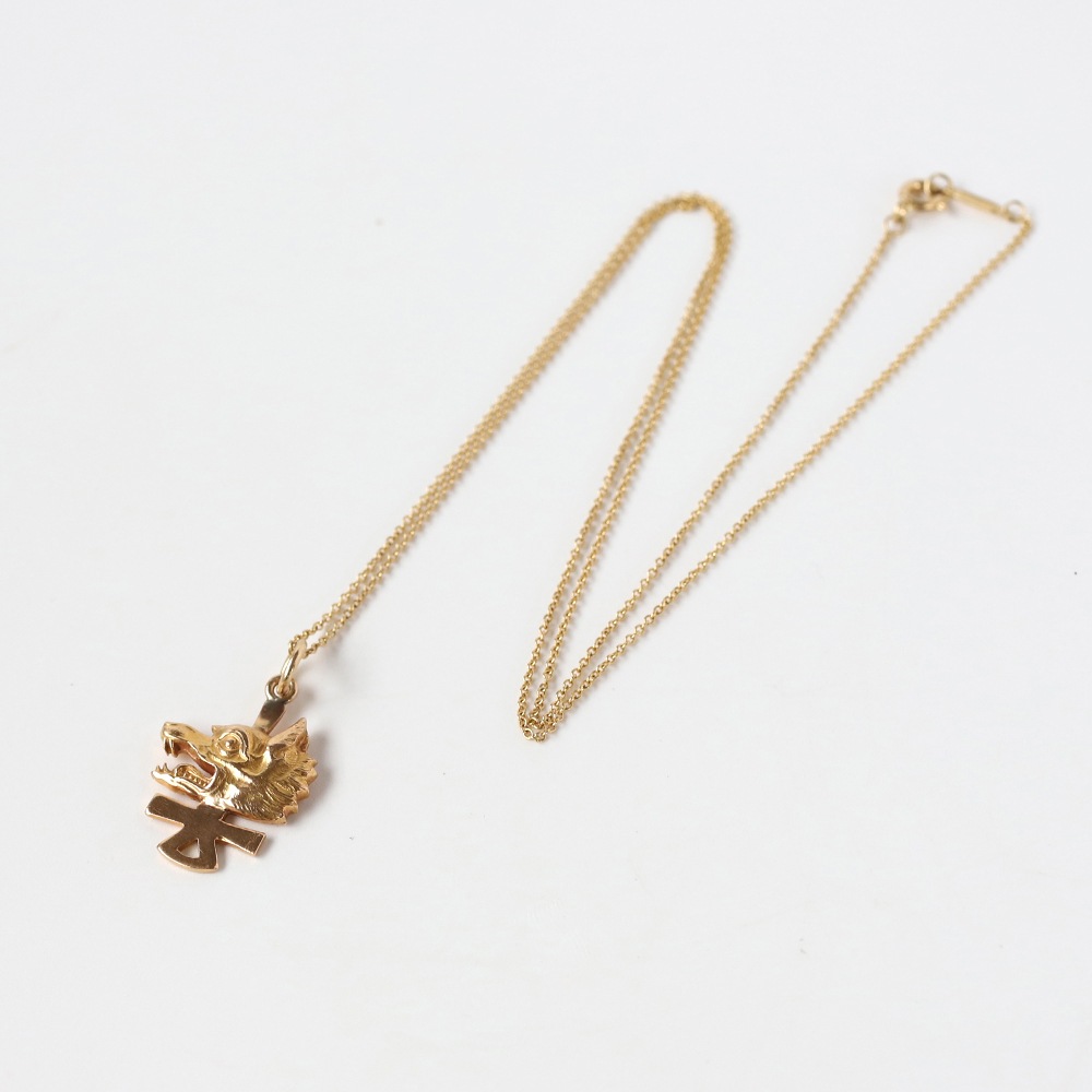 【VINTAGE】TIFFANY&Co. Yale University Wolf’s Head Secret Society Charm Necklace