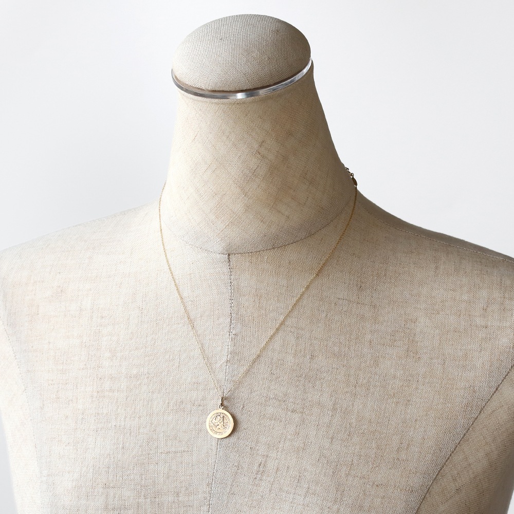 【VINTAGE】TIFFANY&Co. St.Christopher Medal Charm Necklace 14k YG
