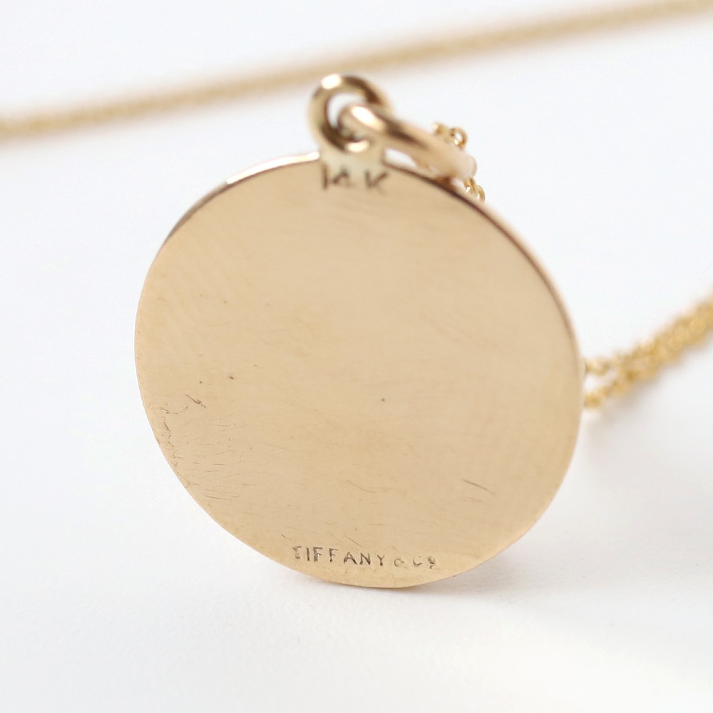 【VINTAGE】TIFFANY&Co. St.Christopher Medal Charm Necklace 14k YG