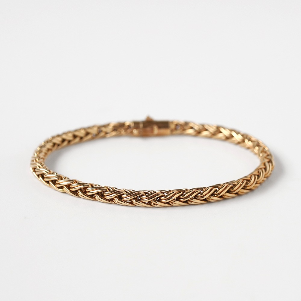 【1980s】TIFFANY&Co. Braid Chain Bracelet 14k YG