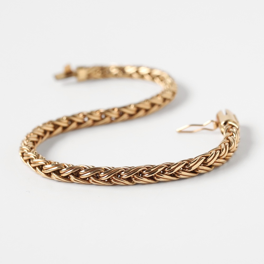 【1980s】TIFFANY&Co. Braid Chain Bracelet 14k YG