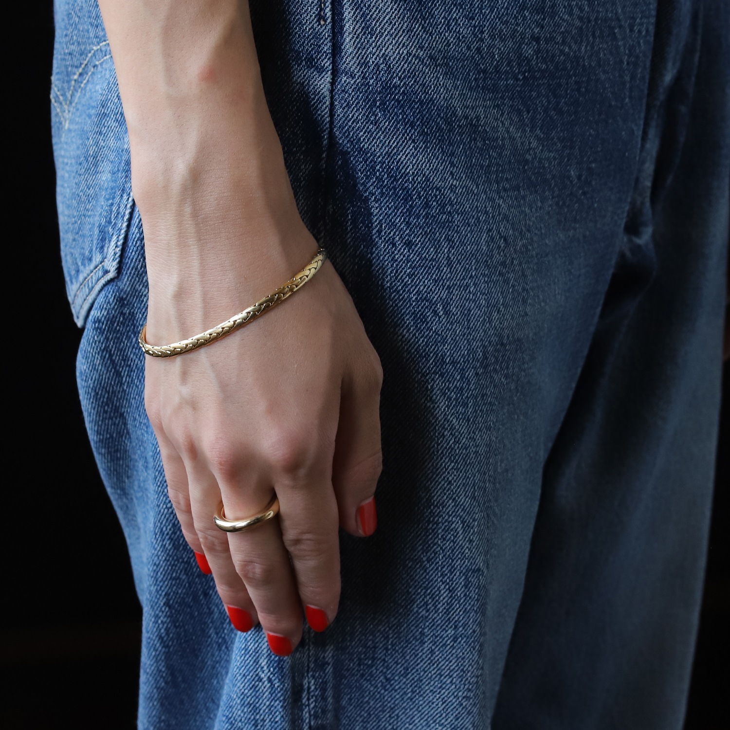 【VINTAGE】Cartier Woven Chain Bracelet 18k YG