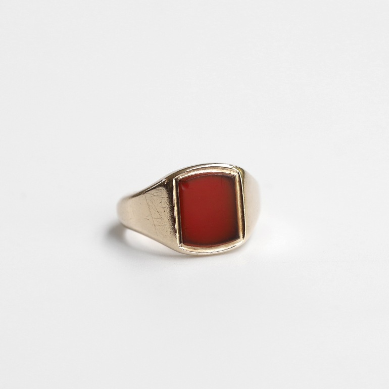 【1957】9k Gold Carnelian Signet Ring