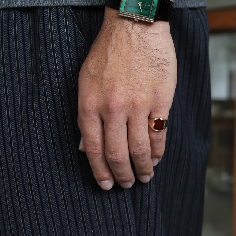 【1957】9k Gold Carnelian Signet Ring