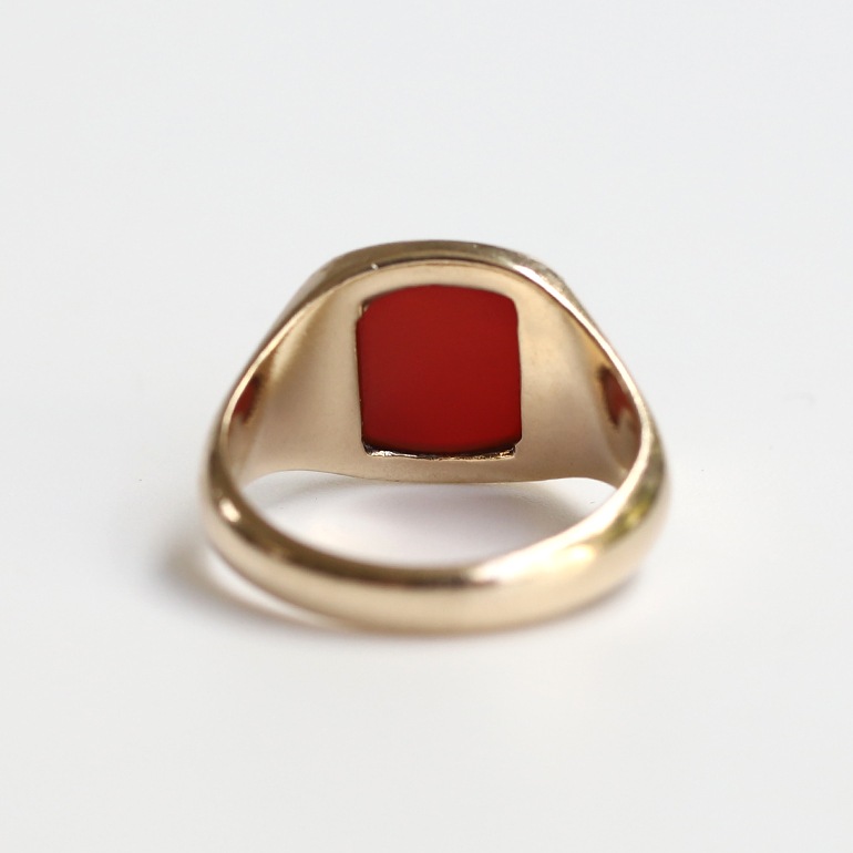【1957】9k Gold Carnelian Signet Ring