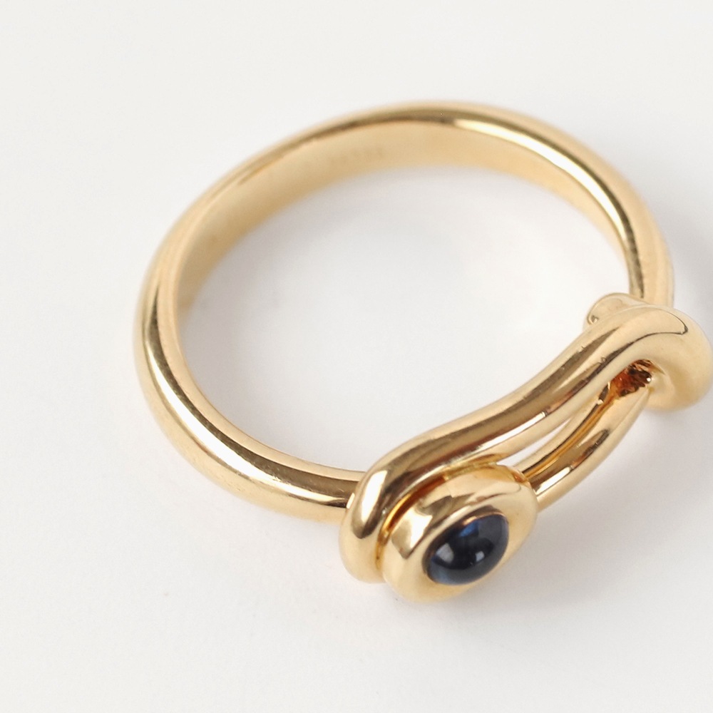 【VINTAGE】HERMES 18k Gold Sapphire Wire Ring