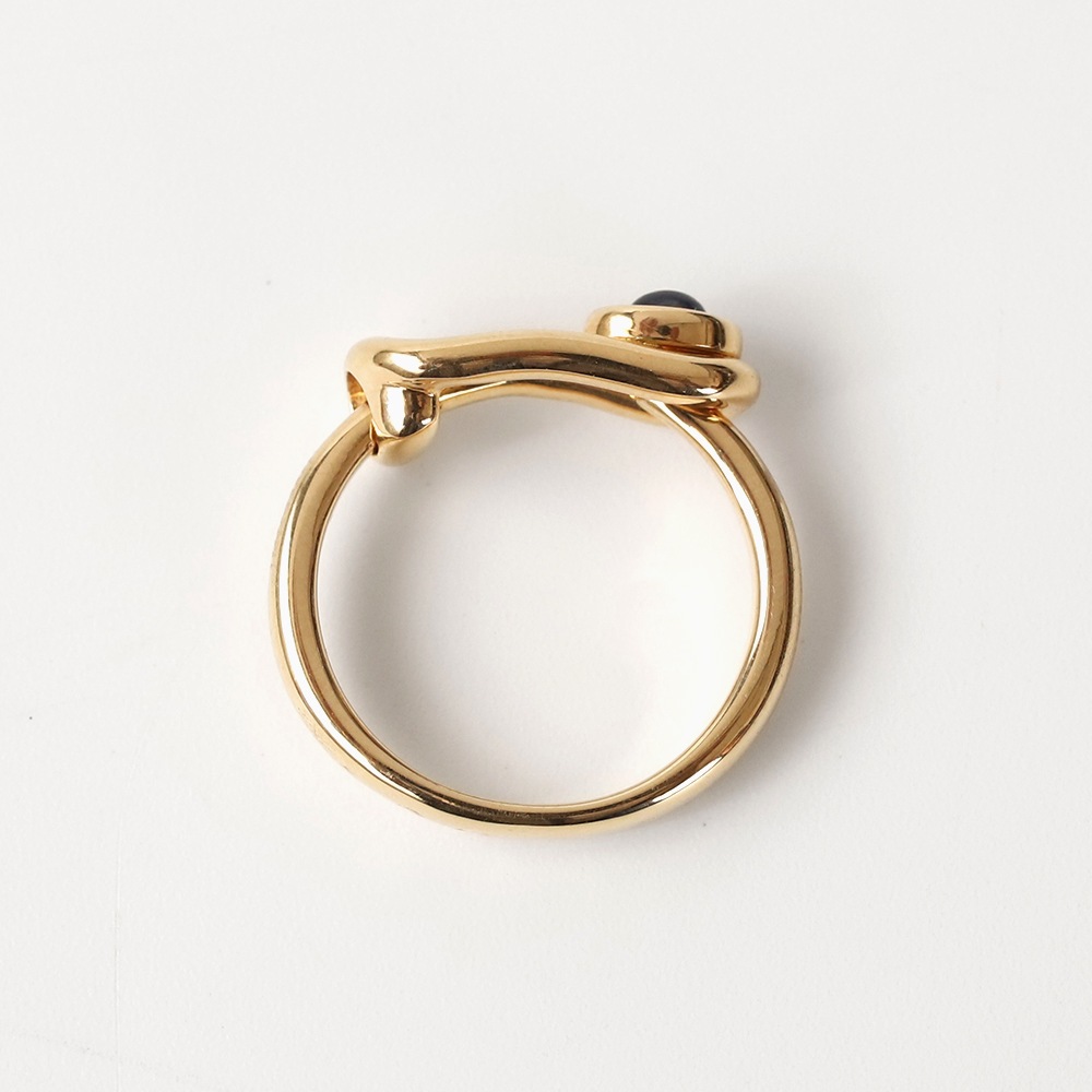 【VINTAGE】HERMES 18k Gold Sapphire Wire Ring