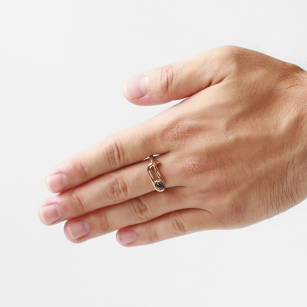 【VINTAGE】HERMES 18k Gold Sapphire Wire Ring