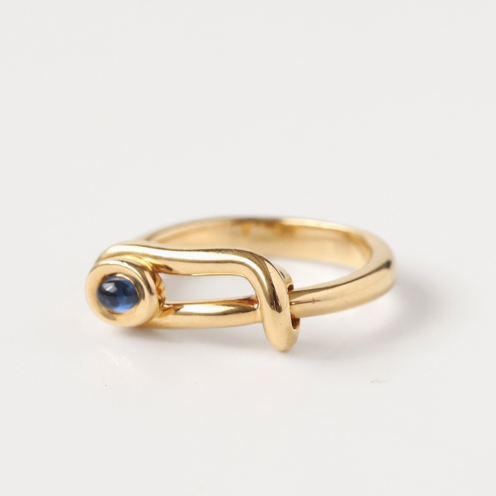 【VINTAGE】HERMES 18k Gold Sapphire Wire Ring