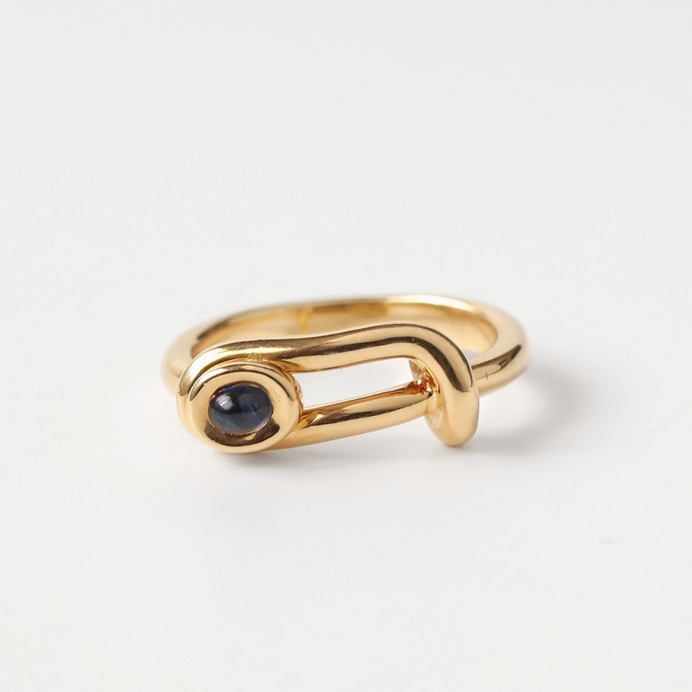 【VINTAGE】HERMES 18k Gold Sapphire Wire Ring
