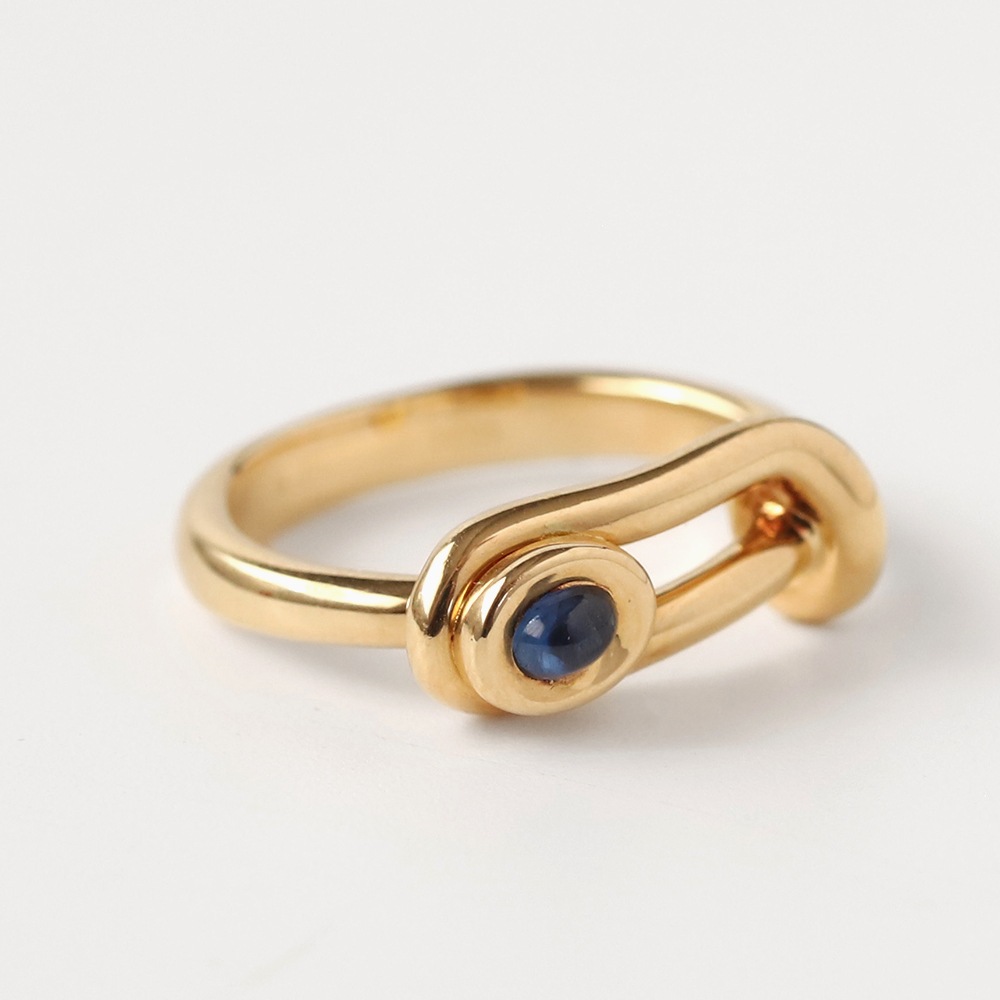 【VINTAGE】HERMES 18k Gold Sapphire Wire Ring