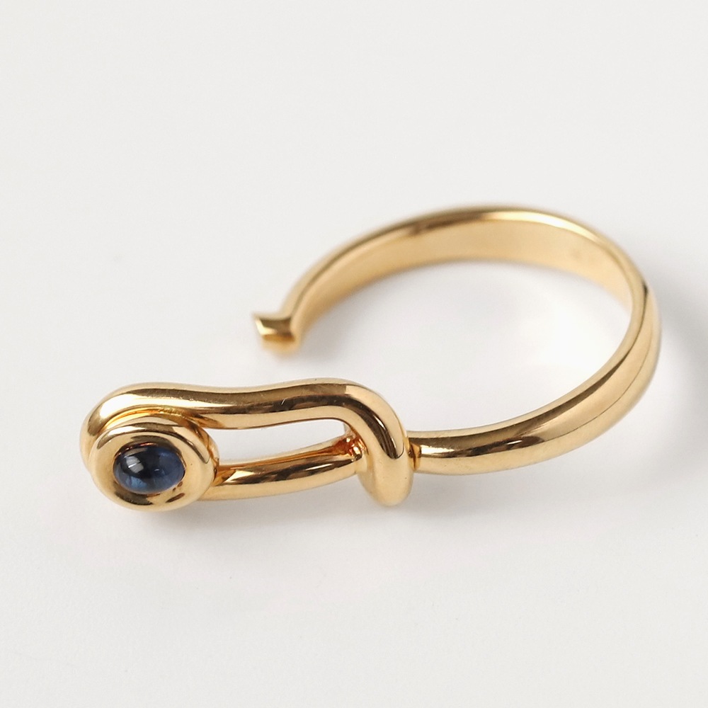 【VINTAGE】HERMES 18k Gold Sapphire Wire Ring