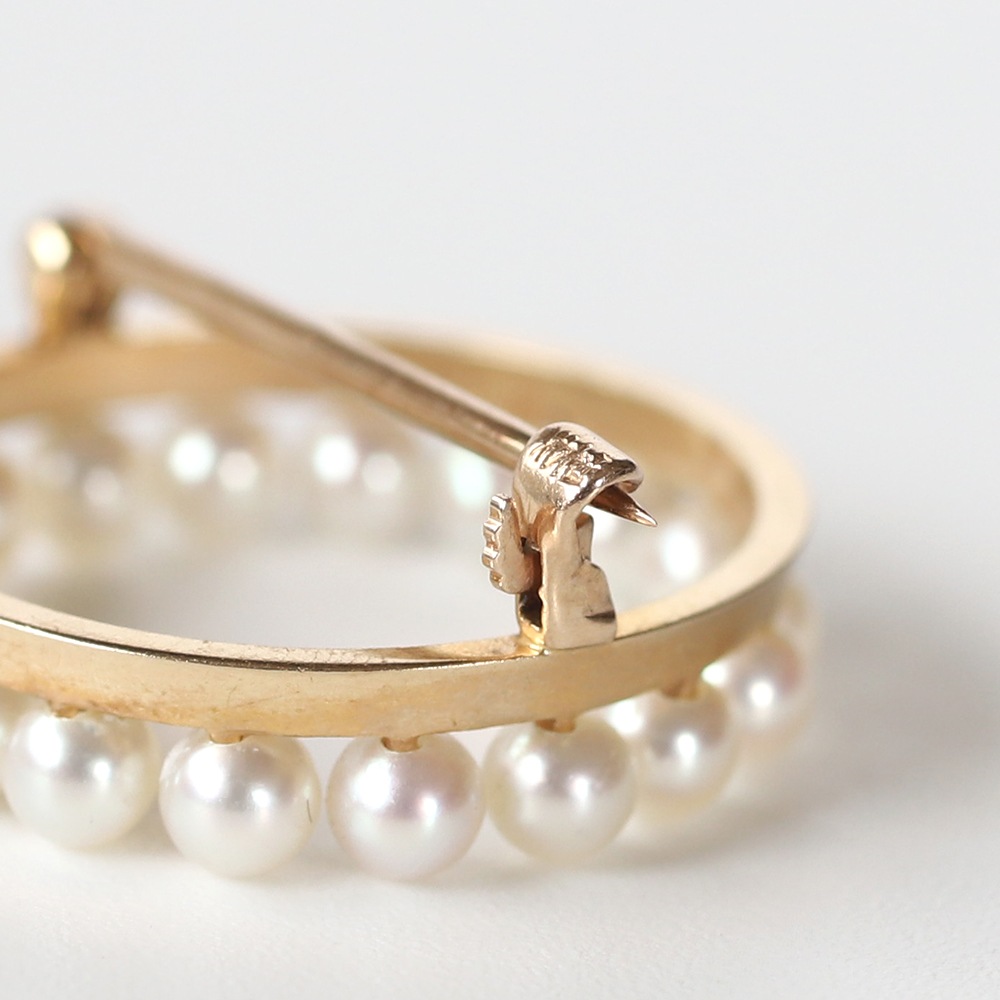 【1980s】TIFFANY&Co. 14k Gold Pearl Circular Brooch