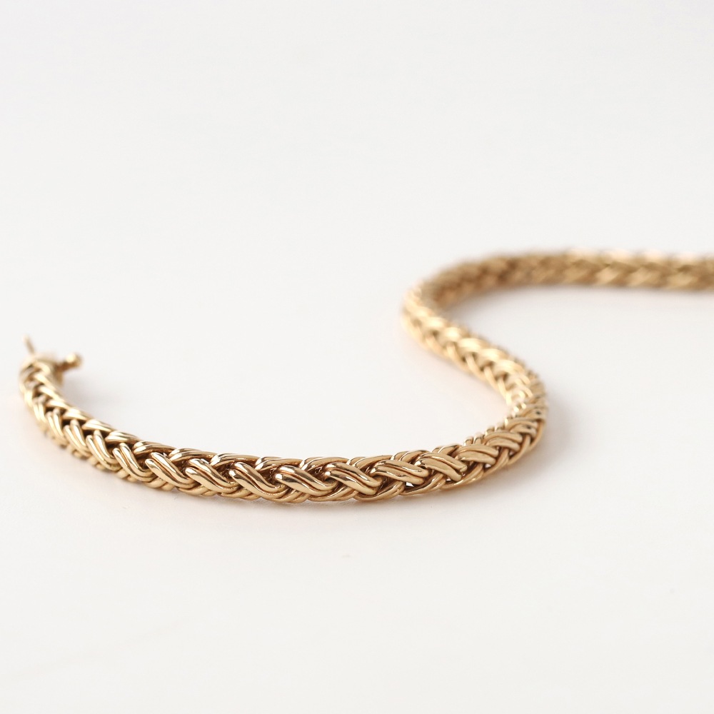 【1980s】TIFFANY&Co. 14k Gold Braid Chain Bracelet