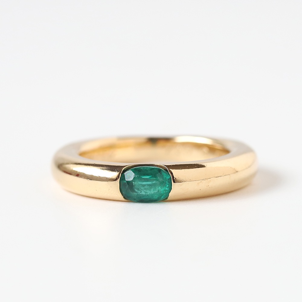 【2000】Cartier Ellipse Emerald Ring 18K YG