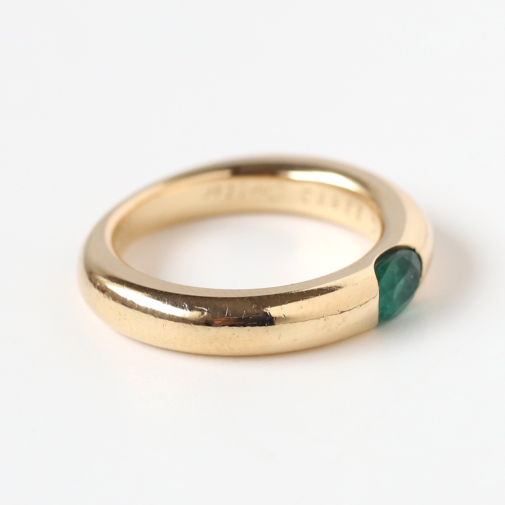 【2000】Cartier Ellipse Emerald Ring 18K YG