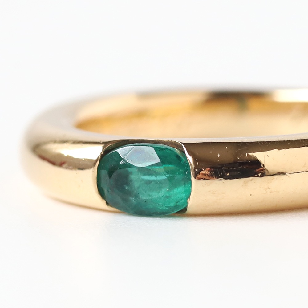 【2000】Cartier Ellipse Emerald Ring 18K YG
