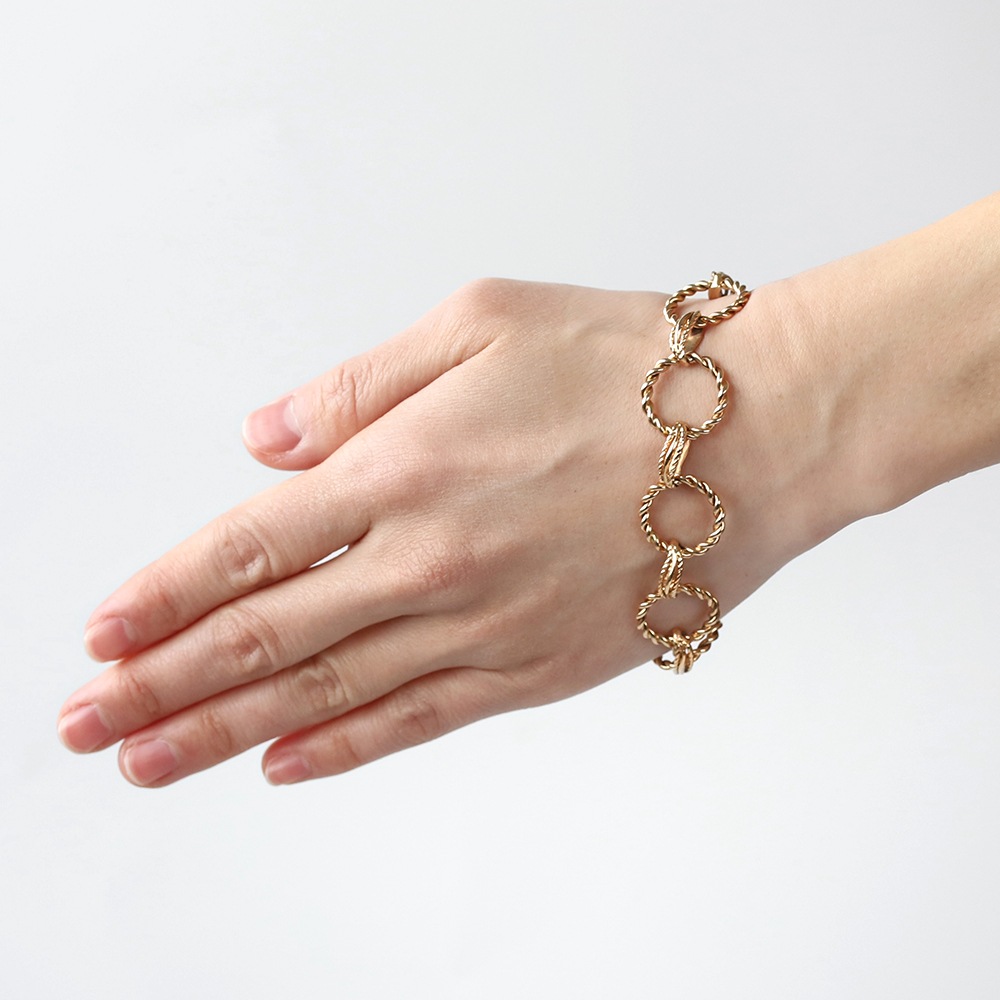 VINTAGE】Van Cleef & Arpels<br>14k Gold Round Link Bracelet