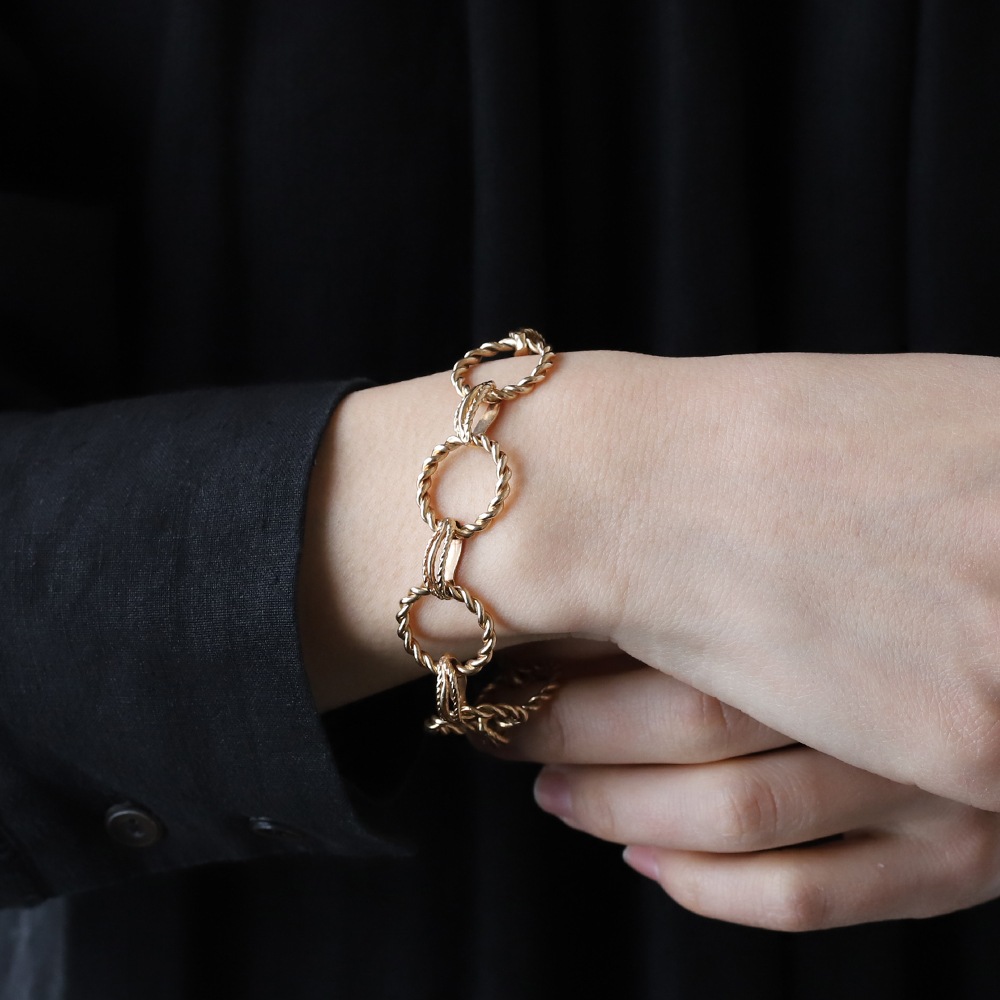 【VINTAGE】Van Cleef & Arpels<br>14k Gold Round Link Bracelet